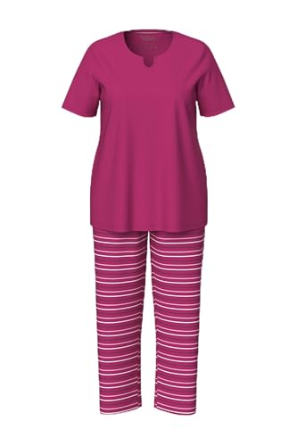 Ulla Popken Damen Pyjama, Stripes Pyjamaset, Fuchsia, 46-48 von Ulla Popken