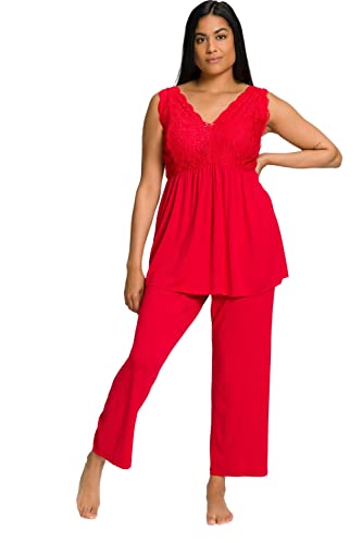 Ulla Popken Damen Pyjama with lace Pyjamaset, Salsa, 54-56 von Ulla Popken