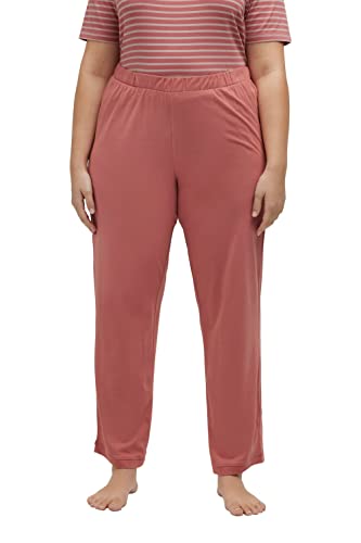 Ulla Popken Damen Pyjamahose, einfarbig, gerades Bein Pyjamaunterteil, Rouge, 42-44 von Ulla Popken