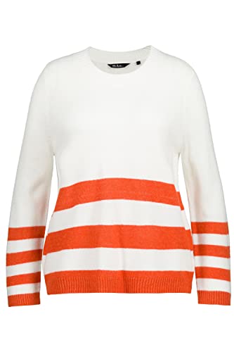 Ulla Popken Damen Ringel Pullover, schneeweiß, 62-64 von Ulla Popken