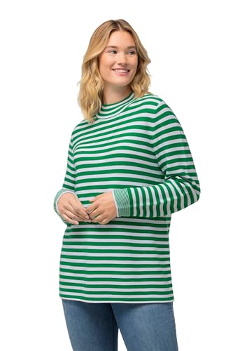 Ulla Popken Damen Ringelpullover, Turtle-Neck Pullover, smaragdgrün, 46/48 von Ulla Popken