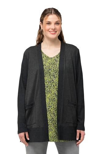 Ulla Popken Damen Rippe Sweatjacke, Schwarz, 50-52 von Ulla Popken