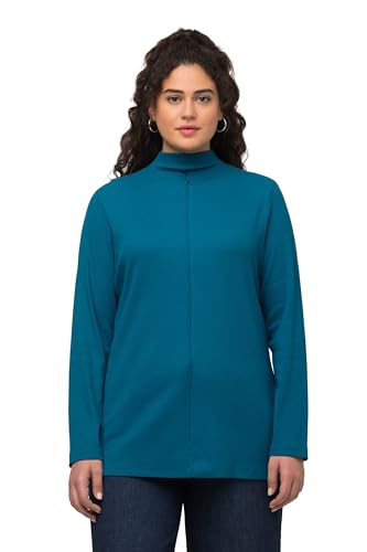 Ulla Popken Damen Rippenshirt mit Rollkragen, Slim T-Shirt, Ozean Blau, 50-52 von Ulla Popken