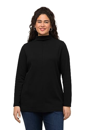 Ulla Popken Damen Rippenshirt mit Rollkragen, Slim T-Shirt, schwarz, 50-52 von Ulla Popken