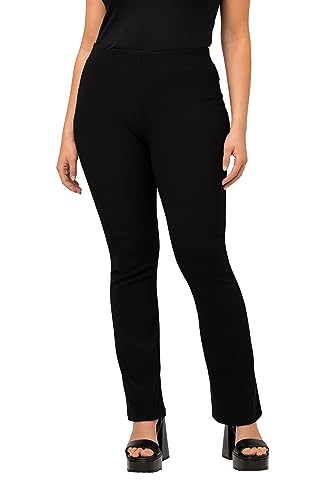 Ulla Popken Damen Rippjersey-Hose, ausgestelltes Bein, Elastikbund Leggings, schwarz, 42-44 von Ulla Popken