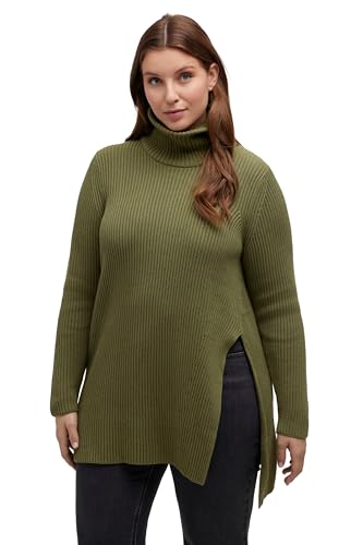 Ulla Popken Damen Rollneck With Asymetric Slit Pullover, Moosgrün, 42-44 EU von Ulla Popken