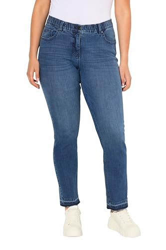 Ulla Popken Damen Sammy, mit offenem Saum Jeans, Dark Blue Denim, W32 / L32 von Ulla Popken