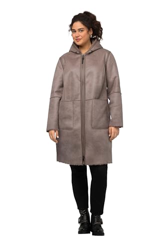 Ulla Popken Damen Shearling Kapuze Mäntel, steingrau, 50-52 von Ulla Popken