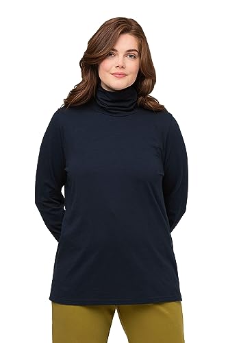 Ulla Popken Damen Shirt, Rollkragen, Slim, Langarm, Biobaumwolle Langarmshirt, Marine, 42-44 von Ulla Popken