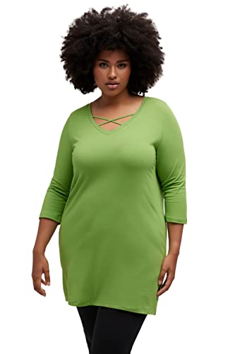 Ulla Popken, Damen, große Größen, Shirt, Zierbänder, Classic, V-Ausschnitt, 3/4-Arm von Ulla Popken