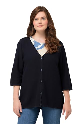 Ulla Popken Damen Short Feminin Cardigan with Button Panel Strickjacke, Marine, 46-48 von Ulla Popken