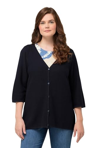 Ulla Popken Damen Short Feminin Cardigan with Button Panel Strickjacke, Marine, 58-60 von Ulla Popken