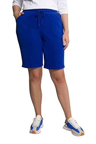 Ulla Popken Damen Shorts, schmales Bein, Elastikbund, weicher Frottee Hose, blau, 40W / 32L von Ulla Popken