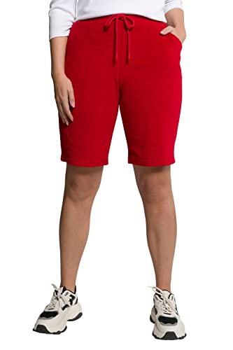 Ulla Popken Damen Shorts, schmales Bein, Elastikbund, weicher Frottee Hose, rot, 36W / 32L von Ulla Popken