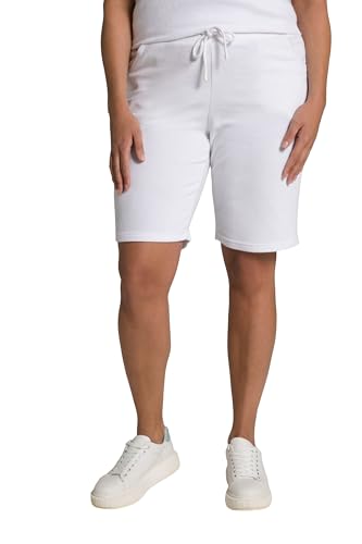 Ulla Popken Damen Shorts, schmales Bein, Elastikbund, weicher Frottee Hose, weiß, 50W / 32L von Ulla Popken