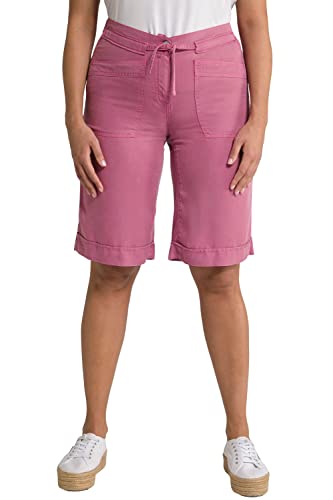 Ulla Popken Damen Shorts, weites, gerades Bein, Komfortbund, Lyocell Hose, Altrose, 33W / 32L von Ulla Popken