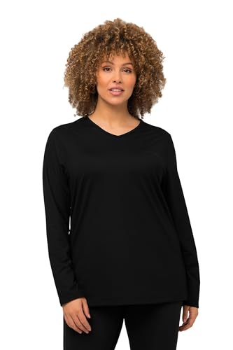 Ulla Popken Damen Ski-Funktionsshirt, schnelltrocknend, Loop, Langarm 751623 Wander-Shirt, Black Beauty, 42-44 von Ulla Popken