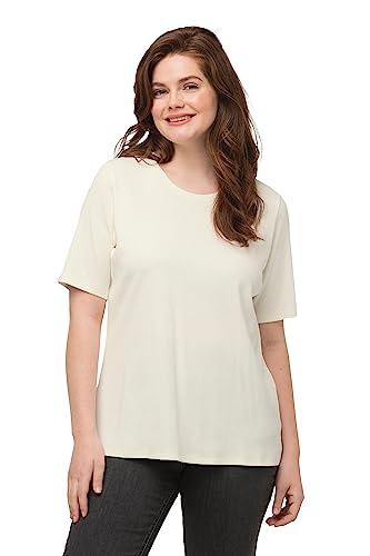 Ulla Popken Damen Slim Rib Jersey T-Shirt, Offwhite, 46-48 von Ulla Popken