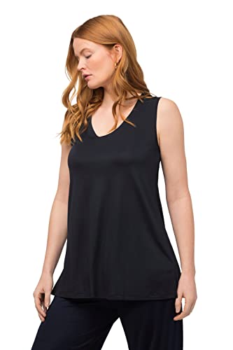 Ulla Popken Damen Slinkytop Piquée Top, Mitternachts blau, 50-52 von Ulla Popken