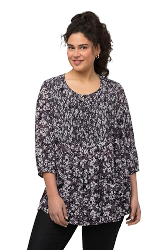 Ulla Popken Damen Smokbluse mit Blumendruck Bluse, schwarz, 42-44 von Ulla Popken