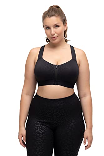 Ulla Popken Damen Sport-bh Leo, Ohne Bügel, Frontverschluss C-d BH, Schwarz, 105B EU von Ulla Popken