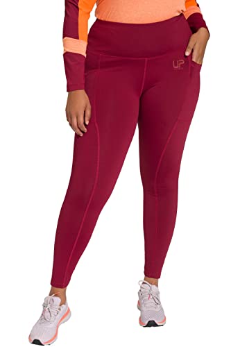 Ulla Popken Damen Sportleggings, schlicht Trainingshose, weinrot, 45W / 32L von Ulla Popken