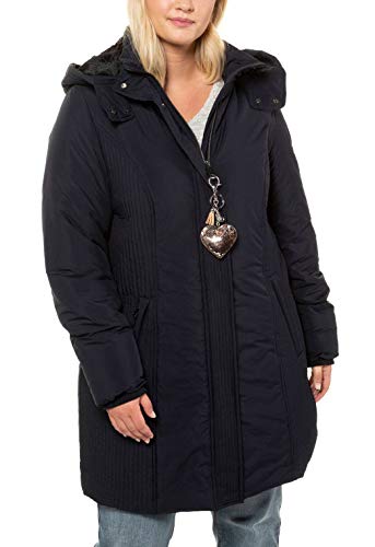 Ulla Popken Damen Steppjacke, Kapuze mit Webpelz, Langarm Parka, Blau (Dunkelblau 70), 42-44 von Ulla Popken