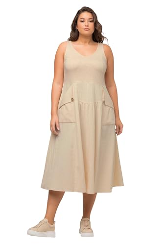 Ulla Popken Damen Strap Dress In Material Mix Kleid, Beige, 42-44 EU von Ulla Popken