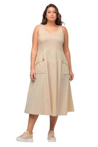 Ulla Popken Damen Strap Dress In Material Mix Kleid, Beige, 42-44 EU von Ulla Popken