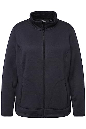 Ulla Popken Damen Strickfleece-Jacke, Teddyfleece, Stehkragen, Zipptaschen Sweatjacke, Marine, 46-48 von Ulla Popken