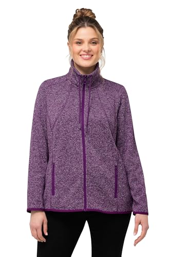 Ulla Popken Damen Strickfleece Jacke mit Rautenmuster Sweatjacke, Dunkles Violett, 46-48 von Ulla Popken