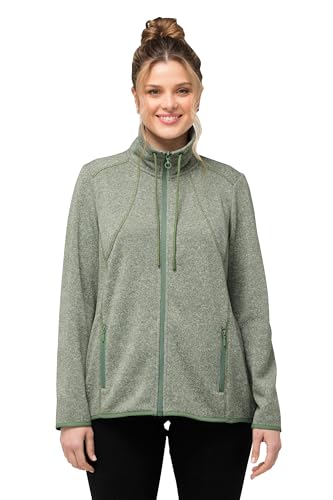 Ulla Popken Damen Strickfleece Jacke mit Rautenmuster Sweatjacke, Mintgrün, 54-56 von Ulla Popken