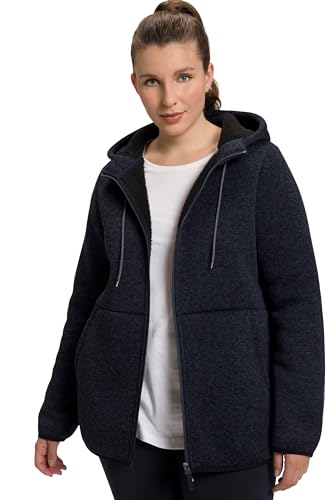 Ulla Popken Damen Strickfleece Teddy Melange Sweatjacken, Petrol, 46-48 von Ulla Popken