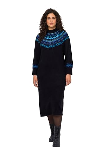 Ulla Popken Damen Strickkleid mit Norwegermuster Kleid, Nachtblau, 46-48 von Ulla Popken