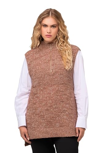 Ulla Popken Damen Strickpullunder mit Zipper Pullover, Bernstein, 50-52 von Ulla Popken