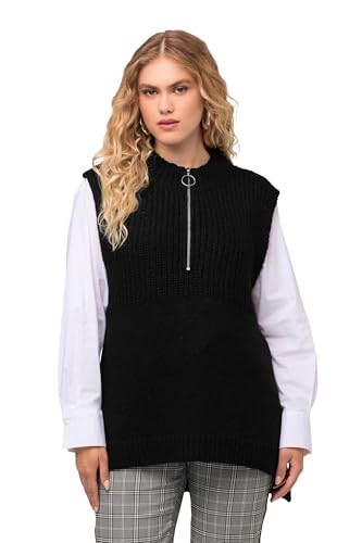 Ulla Popken Damen Strickpullunder mit Zipper Pullover, schwarz, 58-60 von Ulla Popken