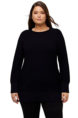 Ulla Popken Damen Struktur mit Hotfix Pullover, Schwarz, 46-48 EU von Ulla Popken