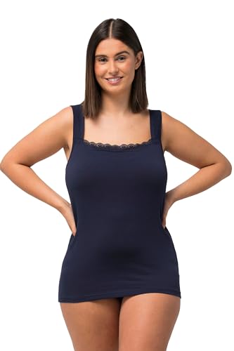 Ulla Popken Damen Supima, breite Träger, Spitze Unterhemden, Nachtblau, 48/50 von Ulla Popken