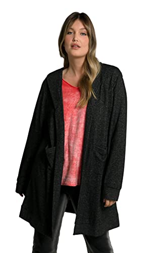 Ulla Popken Damen Sweatjacke, Rücken-Stickerei, offene A-Linie, Kapuze Jacke, Anthracite Melange, 42-44 von Ulla Popken