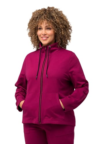 Ulla Popken Damen Sweatjacke, Stehkragen, Kängurutaschen Sweatshirt, Magenta, 46-48 von Ulla Popken