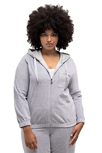 Ulla Popken Damen Sweatjacke hellgrau 50-52 von Ulla Popken