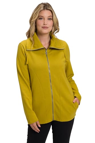 Ulla Popken Damen Sweatjacke mit Drapagekragen Jacke, Gelb, 46-48 Große Größen EU von Ulla Popken