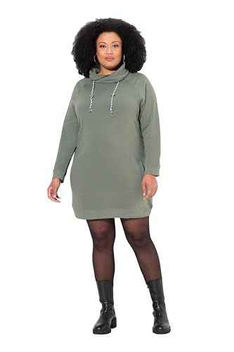 Ulla Popken Damen Sweatkleid, Stehkragen, Langarm, Taschen Kleid, Graugrün, 58-60 EU von Ulla Popken