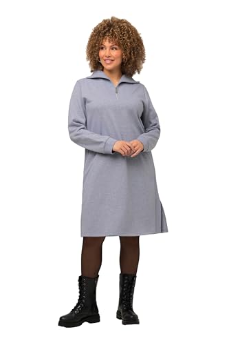 Ulla Popken Damen Sweatkleid mit Troyerkragen Kleider, hellgrau mélange, 46-48 von Ulla Popken