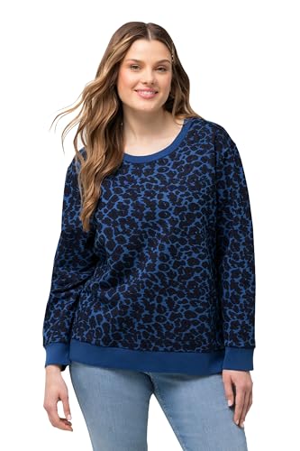 Ulla Popken Damen Sweatpullover mit Leoprint Sweatshirt, Indigo, 46-48 von Ulla Popken