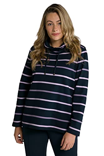 Ulla Popken Damen Sweatshirt, Streifen, Classic, Stehkragen, Band, Langarm Sweatshirt, Outerspace, 50 Große Größen EU von Ulla Popken