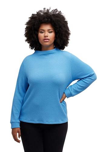 Ulla Popken Damen Sweatshirt, mit Strukturierter Oberfläche Sweatshirt, Himmelblau, 46-48 EU von Ulla Popken