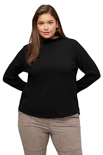 Ulla Popken Damen Sweatshirt, mit Strukturierter Oberfläche Sweatshirt, Schwarz, 46-48 EU von Ulla Popken