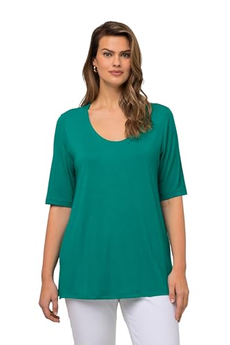 Ulla Popken Damen T-Shirt, vorne doppellagig, V-Ausschnitt, Halbarm, grün, 54/56 von Ulla Popken