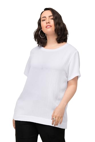 Ulla Popken Damen T-shirt Strukturstoff T Shirts, Schneeweiß, 46-48 EU von Ulla Popken